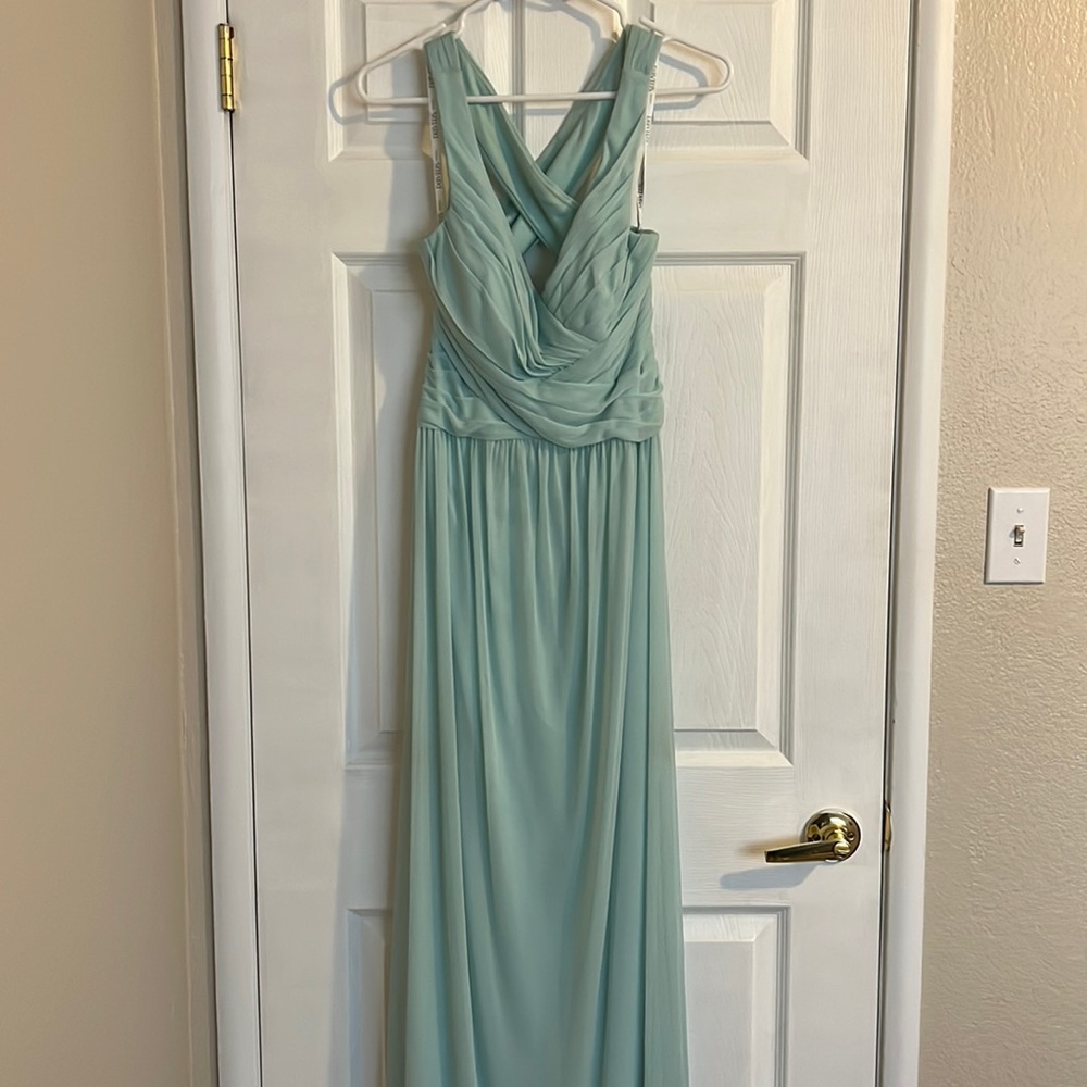 David’s Bridal Mesh Long Bridesmaid Dress With Crisscross Back